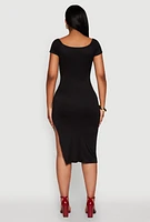 Womens Haute Monde Side Slit Midi Dress,
