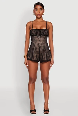Womens Iris Lace Square Neck Romper,
