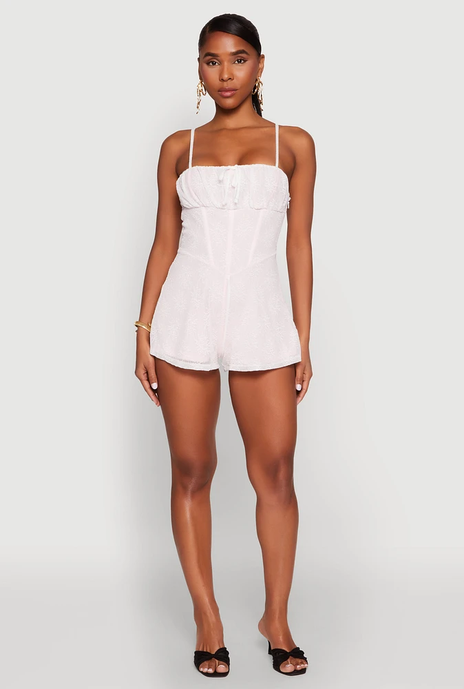 Womens Iris Lace Square Neck Romper, Multi, Size M