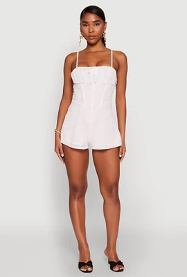 Womens Iris Lace Square Neck Romper, Multi, Size M