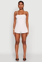 Womens Iris Lace Square Neck Romper, Multi, Size M