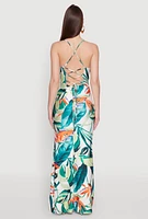 Womens Iris Tropical Print Lace Up Maxi Dress, Multi, Size S