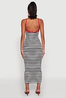 Womens Contrast Trim Striped Maxi Dress, Multi,