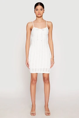 Womens Almost Famous Sweetheart Tie Front Mini Dress, White, Size L