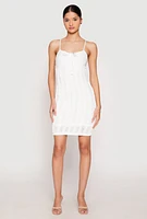 Womens Almost Famous Sweetheart Tie Front Mini Dress, White, Size M