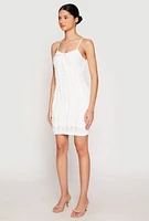 Womens Almost Famous Sweetheart Tie Front Mini Dress, White, Size M