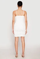 Womens Almost Famous Sweetheart Tie Front Mini Dress, White, Size L