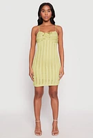 Womens Almost Famous Sweetheart Tie Front Mini Dress, Green,