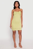 Womens Almost Famous Sweetheart Tie Front Mini Dress, Green,