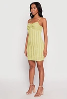 Womens Almost Famous Sweetheart Tie Front Mini Dress, Green,