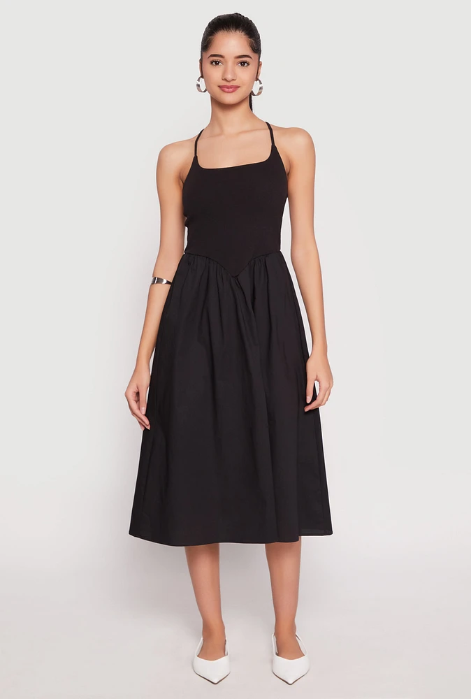 Womens Almost Famous Sleeveless Empire Waist Midi Dress,