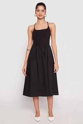 Womens Almost Famous Sleeveless Empire Waist Midi Dress,