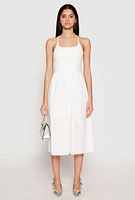 Womens Almost Famous Sleeveless Empire Waist Midi Dress, White, Size S