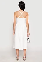 Womens Almost Famous Sleeveless Empire Waist Midi Dress, White, Size S