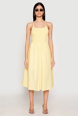 Womens Almost Famous Sleeveless Empire Waist Midi Dress, Yellow, Size M