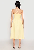 Womens Almost Famous Sleeveless Empire Waist Midi Dress, Yellow, Size M