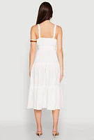 Womens Almost Famous Smocked Empire Waist Tiered Dress, White, Size L