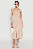 Womens Almost Famous Smocked Empire Waist Tiered Dress,