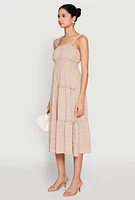 Womens Almost Famous Smocked Empire Waist Tiered Dress,