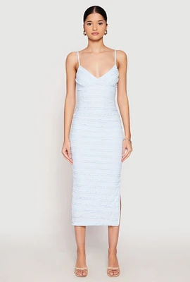 Womens Almost Famous Lace Detail Side Slit Cami Dress, Blue, Size M