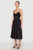 Womens Almost Famous Crochet Empire Waist Midi Dress, Black, Size L