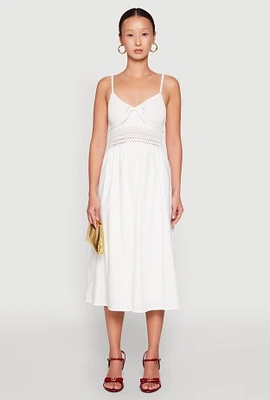 Womens Almost Famous Crochet Empire Waist Midi Dress, White, Size XL
