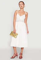 Womens Almost Famous Crochet Empire Waist Midi Dress, White, Size XL