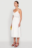Womens Almost Famous Crochet Empire Waist Midi Dress, White, Size XL