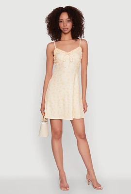 Womens Madden Girl Ditsy Floral V Neck Cami Dress, Orange,