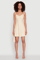Womens Madden Girl Ditsy Floral V Neck Cami Dress, Orange,