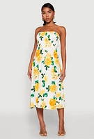 Womens Almost Famous Floral Print Smocked Midi Dress, Multi,