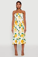 Womens Almost Famous Floral Print Smocked Midi Dress, Multi,
