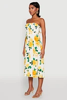 Womens Almost Famous Floral Print Smocked Midi Dress, Multi,