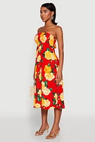 Womens Almost Famous Floral Print Smocked Midi Dress, Multi,