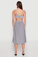 Womens Almost Famous Cut Out Back Gingham Dress, Multi, Size L