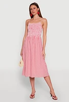 Womens Almost Famous Cut Out Back Gingham Dress, Red,