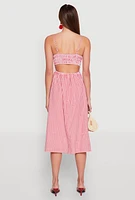 Womens Almost Famous Cut Out Back Gingham Dress, Red,