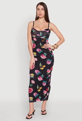 Womens Almost Famous Mesh Cowl Neck Maxi Dress, Black, Size XL