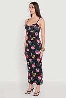 Womens Almost Famous Mesh Cowl Neck Maxi Dress, Black, Size XL