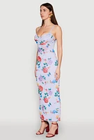 Womens Almost Famous Mesh Cowl Neck Maxi Dress, Blue, Size L