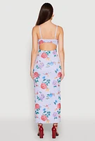 Womens Almost Famous Mesh Cowl Neck Maxi Dress, Blue, Size L