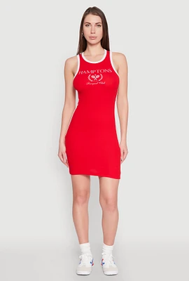 Womens Contrast Trim Hamptons Graphic Mini Dress, Red, Size M