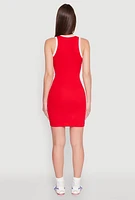 Womens Contrast Trim Hamptons Graphic Mini Dress, Red, Size M