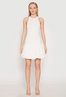 Womens Almost Famous Racerback Tank Bubble Hem Dress, White, Size XL