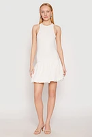 Womens Almost Famous Racerback Tank Bubble Hem Dress, White, Size XL
