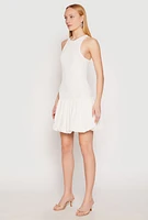 Womens Almost Famous Racerback Tank Bubble Hem Dress, White, Size XL