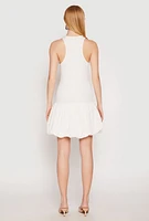 Womens Almost Famous Racerback Tank Bubble Hem Dress, White, Size XL