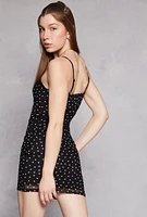 Womens Almost Famous Lace Detail Patterned Cami Dress, Black, Size XL