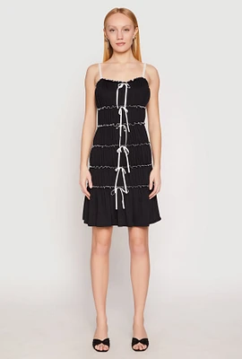 Womens Almost Famous Bow Contrast Tiered Dress, Black, Size XL