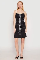Womens Almost Famous Bow Contrast Tiered Dress, Black, Size XL